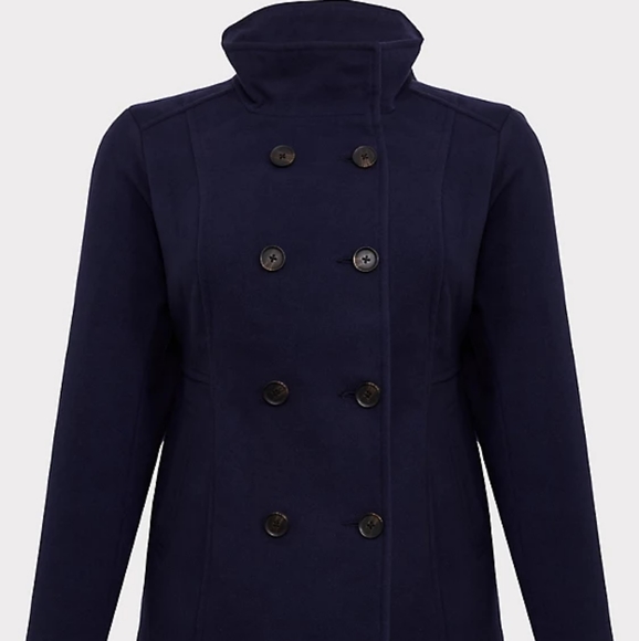 COPY - 💋TORRID |NAVY DOUBLE-BREASTED PEACOAT - Picture 2 of 5